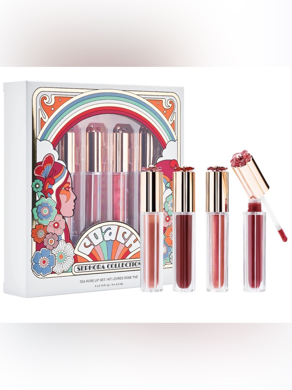 Coach Sephora Collection Lip Gloss Set - Rose, Mauve, Pink, Shimmer-NEW